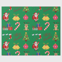 Papel de embrulho Ícones de Natal Verde