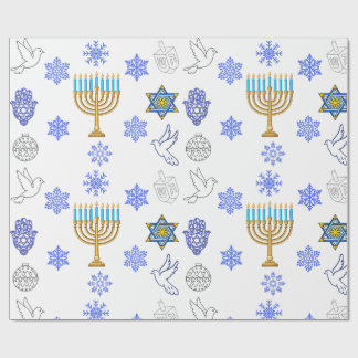 Papel de embrulho Ícones do Hanukkah | Menorá