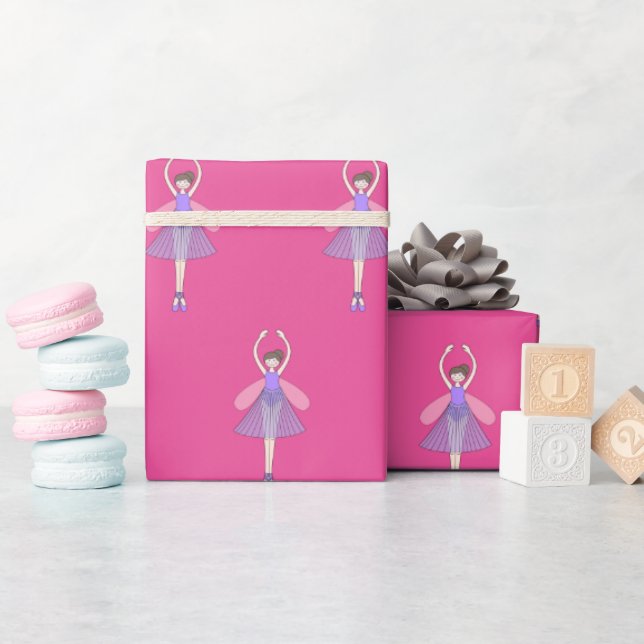 Papel de embrulho illusima Bailarina Fada Rosa (Chá de bebê)