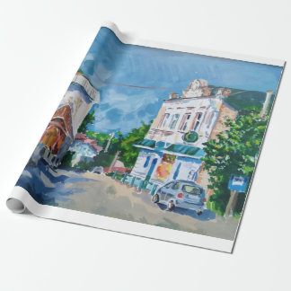 Papel de embrulho impressionista da rua da cidade