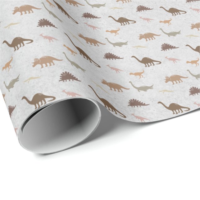 Papel de Embrulho Infantil Dinossauro Terroso (Ponta do rolo)