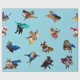 Papel de embrulho infantil Super-heróis Gatos Fofo