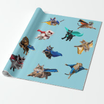 Papel de embrulho infantil Super-heróis gatos fofo