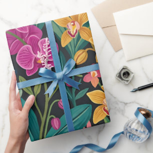 Papel de embrulho Jardim Borboletas Orquídeas Abst