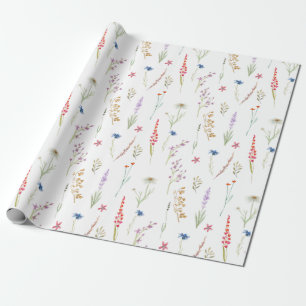 Papel de Embrulho Jardim de Flores Silvestres Aqua