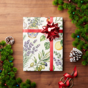 Papel de embrulho Jardim de Limão Mediterrâneo par