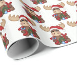 Papel de embrulho - Joy Christmas Moose<br><div class="desc">Um design bonitinho,  adequado para crianças e adultos no Natal.</div>