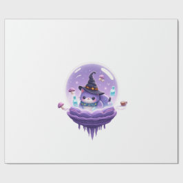 Papel de embrulho Kawaii Bola de Cristal Gato Brux