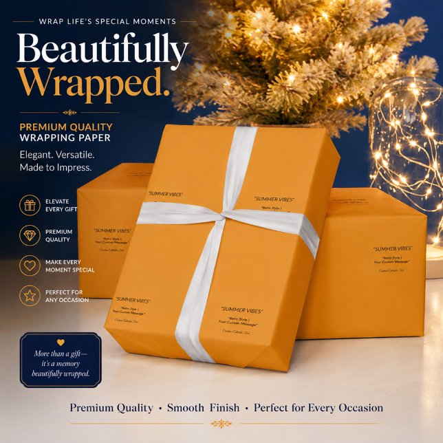 Papel de embrulho laranja dourado personalizado (Criador carregado)