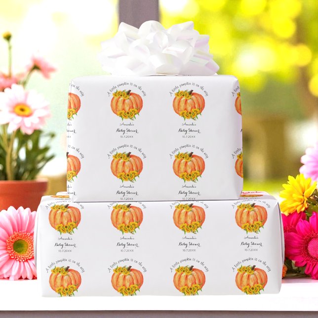 Papel de embrulho laranja e branco para chá de beb (Criador carregado)