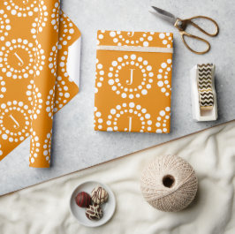 Papel de embrulho laranja monograma
