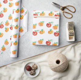 Papel de embrulho laranja pintado à mão com abóbor