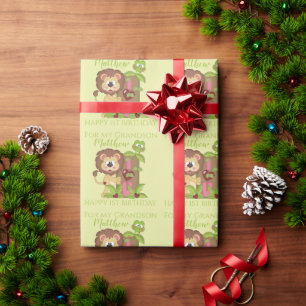 Papel de embrulho Leão fofo de aniversário de um a