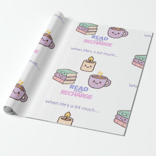 Papel de Embrulho Leia e Recarregue Kawaii Amante 