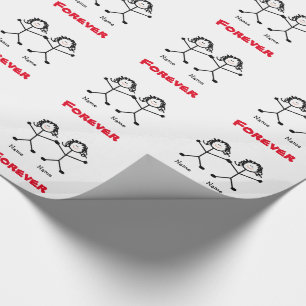 Papel de embrulho lésbica do casamento de Stickmen