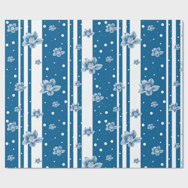 Papel de embrulho listrado floral  (Aberto)