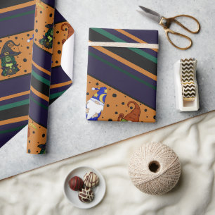 Papel de embrulho listrado Gnome-o-Ween
