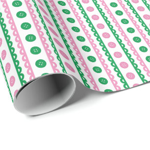 Papel de embrulho listrado rosa e verde para sala