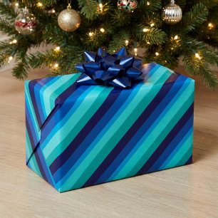 Papel de embrulho Listras Azul Teal Gelo