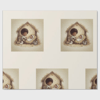 Papel de embrulho Little Drummer Boy Black Nativit