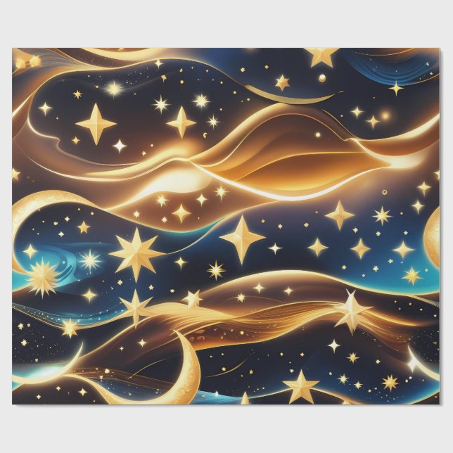 Papel de Embrulho - Lua Celestial Âmbar (Aberto)