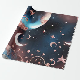 Papel de embrulho – Lua Celestial em Dourado Rosa