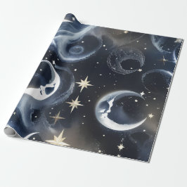 Papel de Embrulho - Lua Celestial Prata Platina