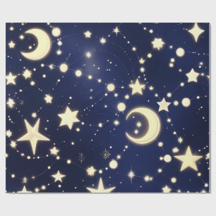 Papel de Embrulho – Luar Celestial Azul Velvet Lux