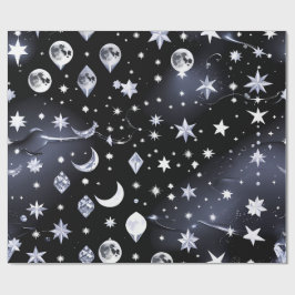 Papel de Embrulho - Luar Celestial de Ônix Luxo