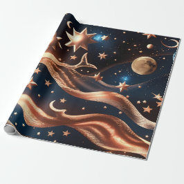 Papel de Embrulho – Luar Celestial em Bronze Luxuo