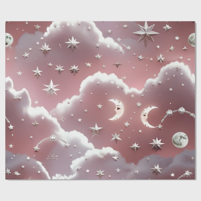 Papel de Embrulho – Luar Celestial Rosa Quartzo Lu (Aberto)