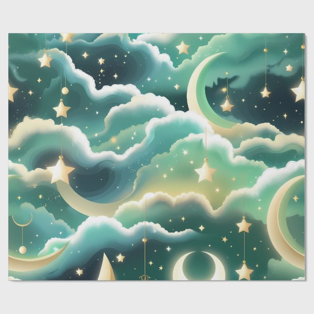 Papel de Embrulho – Luar Celestial Verde Limão Lux (Aberto)