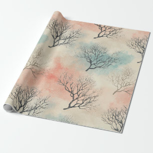 Papel de embrulho Lux Watercolor Coastal Coral & O