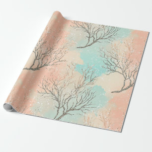 Papel de embrulho Lux Watercolor Coastal Coral & O