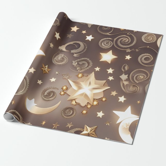 Papel de Embrulho – Luxo Champanhe Dourado Celesti (Desenrolado)