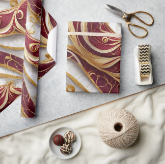Papel de embrulho mármore burgundy e dourado elega