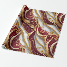 Papel de embrulho mármore burgundy e dourado elega