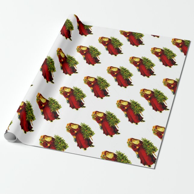 Papel de embrulho MATTE CHRISTMAS com Papai Noel (Desenrolado)