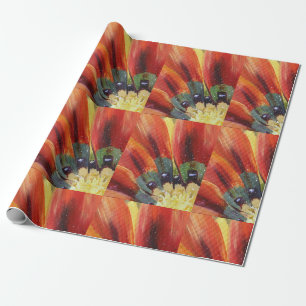 Papel de embrulho matte folhas de flor laranja