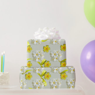 Papel de Embrulho Matte Frangipani Amarelo e Branc