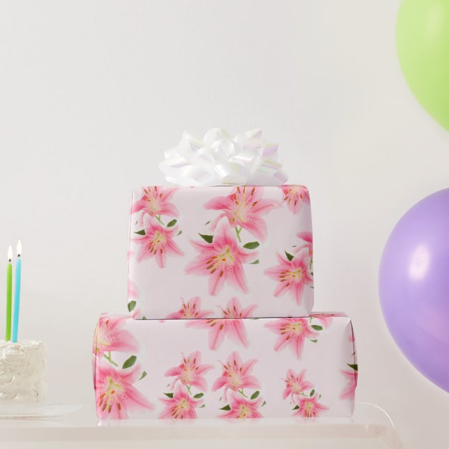 Papel de embrulho matte Pink Lily (Presentes para festas)
