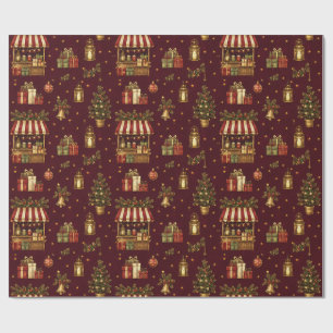 Papel de embrulho Mercado de Natal do Velho Mundo