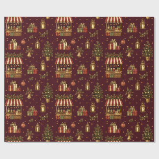 Papel de embrulho Mercado de Natal do Velho Mundo