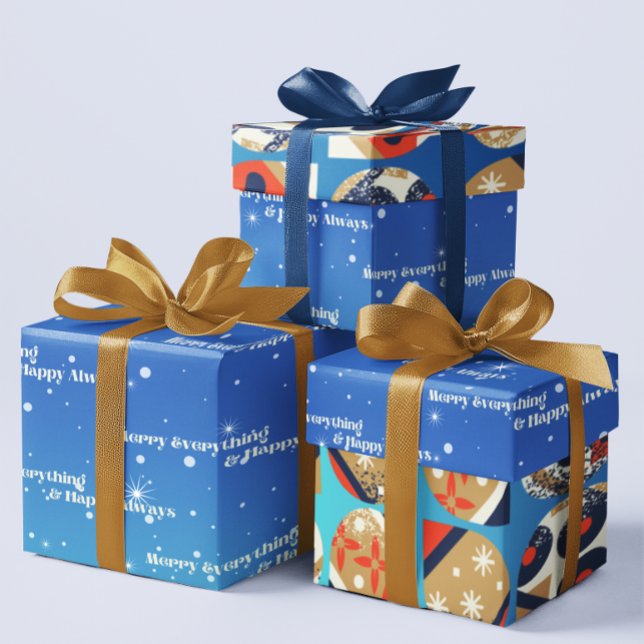 Papel de embrulho Merry Everything & Happy Always (Listing is for the Blue Merry Everything Paper, Ornament Paper is sold separately in this collection)