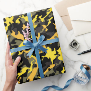 Papel de embrulho militar amarelo e preto