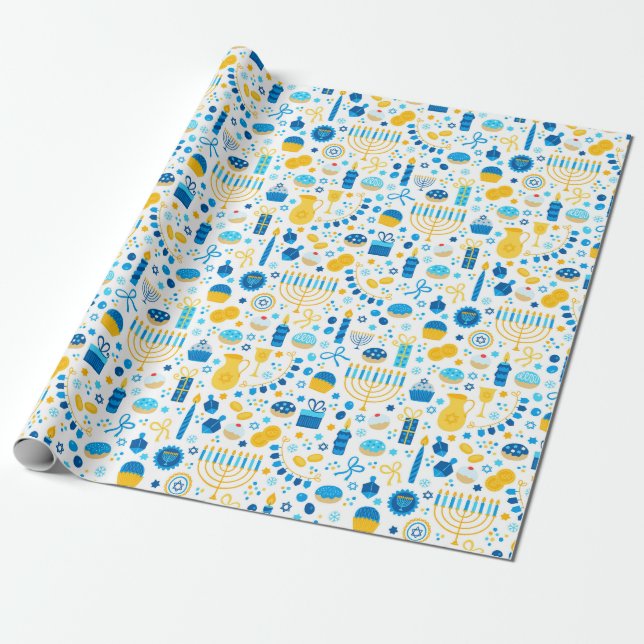 Papel de embrulho moderno de Hanukkah (Desenrolado)