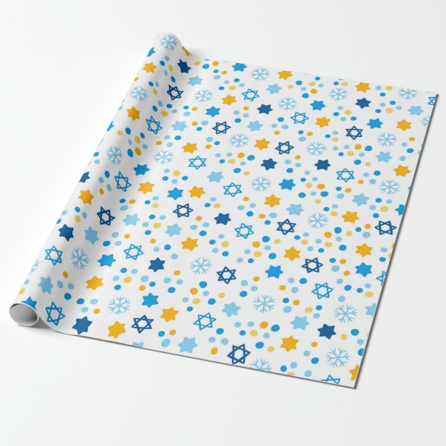 Papel de embrulho moderno de Hanukkah com Estrela  (Desenrolado)