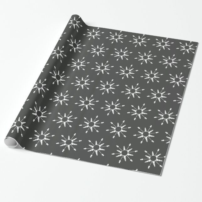 Papel de embrulho moderno flocos de neve de Natal (Desenrolado)
