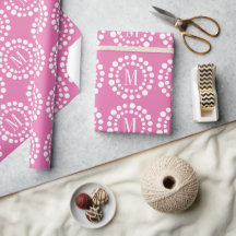 Papel de embrulho Monogram Pink - Bolinhas
