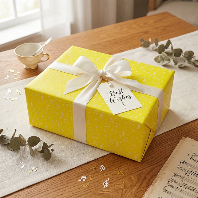 Papel de embrulho musical branco e amarelo (Criador carregado)